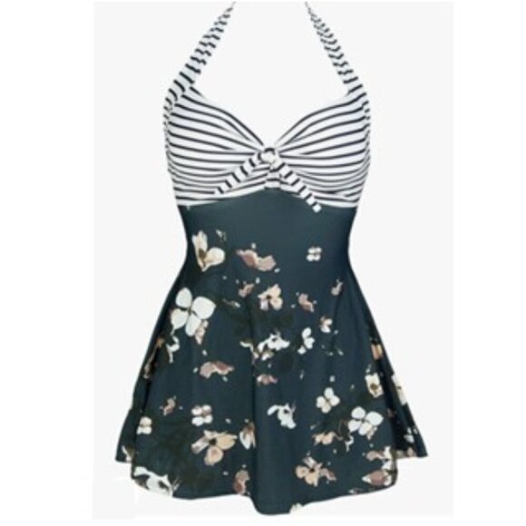 COCOSHIP Vintage Sailor Pin Up Retro One Piece Skirtini Cover Up Swim Dress NWT - Picture 1 of 6